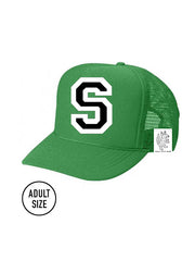 Custom Initial Letter (A-Z) Adult Trucker Hat (Green)