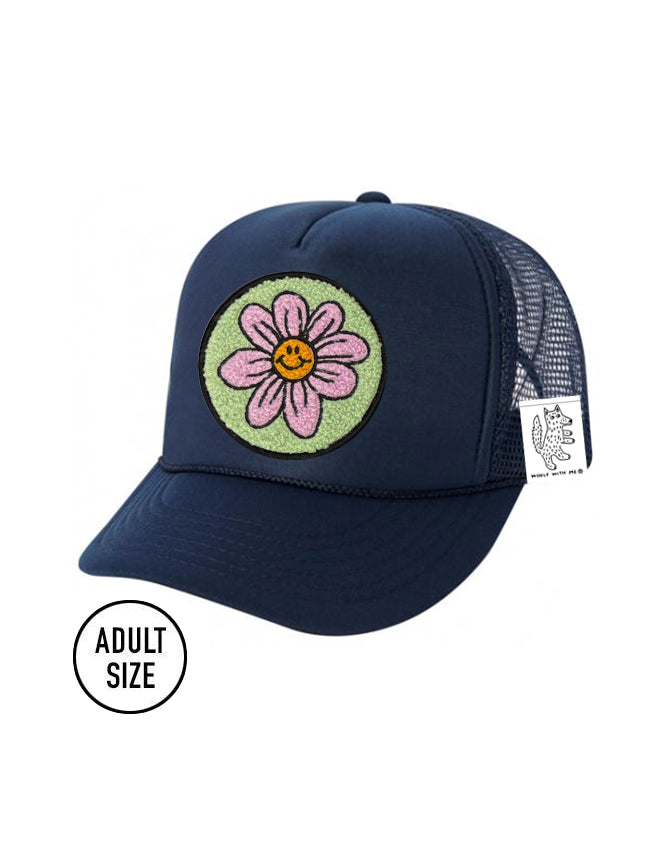 KIDS Trucker Hat with Interchangeable Velcro Patch (Navy)