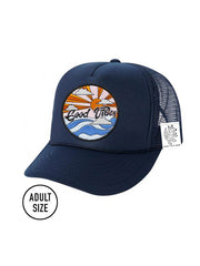 KIDS Trucker Hat with Interchangeable Velcro Patch (Navy)
