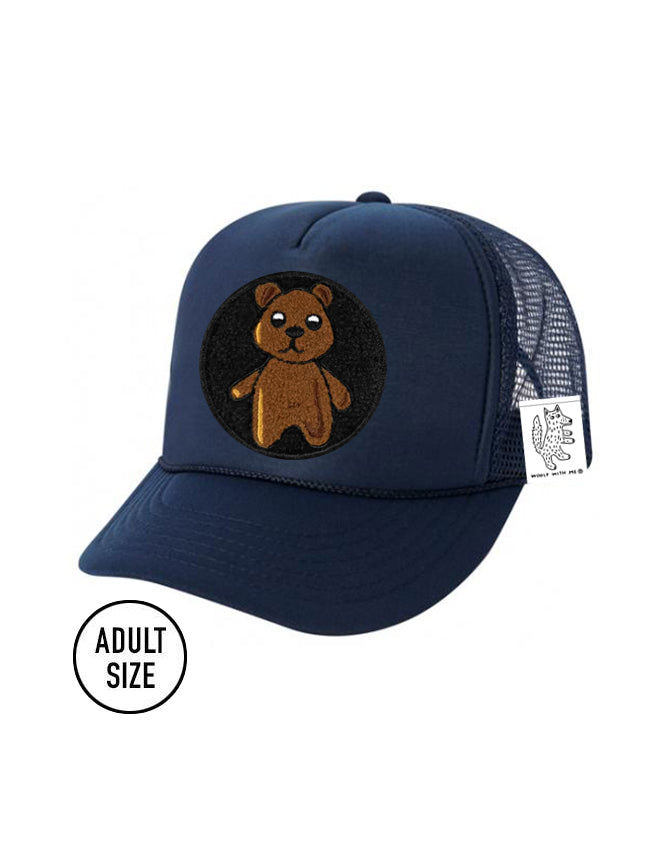 KIDS Trucker Hat with Interchangeable Velcro Patch (Navy)