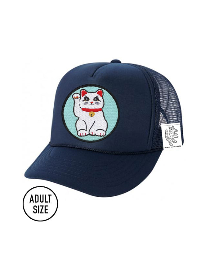 KIDS Trucker Hat with Interchangeable Velcro Patch (Navy)