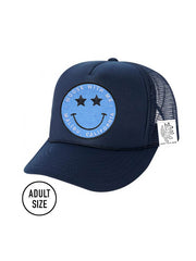 ADULT Trucker Hat with Interchangeable Velcro Patch (Navy)