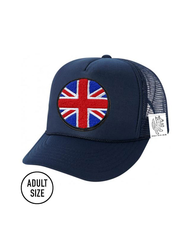 KIDS Trucker Hat with Interchangeable Velcro Patch (Navy)