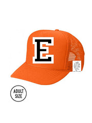 Custom Initial Letter (A-Z) Adult Trucker Hat (NEON ORANGE)
