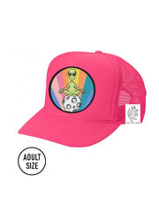 ADULT Trucker Hat with Interchangeable Velcro Patch (Neon Pink)