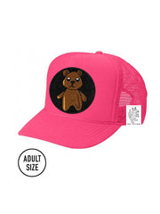 ADULT Trucker Hat with Interchangeable Velcro Patch (Neon Pink)