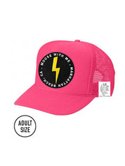 ADULT Trucker Hat with Interchangeable Velcro Patch (Neon Pink)