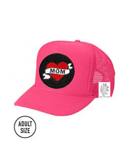ADULT Trucker Hat with Interchangeable Velcro Patch (Neon Pink)