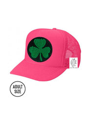 ADULT Trucker Hat with Interchangeable Velcro Patch (Neon Pink)