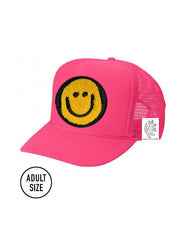 ADULT Trucker Hat with Interchangeable Velcro Patch (Neon Pink)