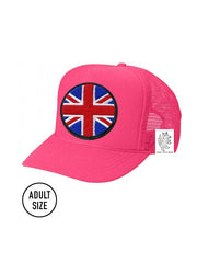 ADULT Trucker Hat with Interchangeable Velcro Patch (Neon Pink)