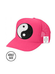 ADULT Trucker Hat with Interchangeable Velcro Patch (Neon Pink)