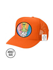 KIDS Trucker Hat with Interchangeable Velcro Patch (Orange)