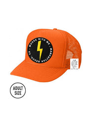 ADULT Trucker Hat with Interchangeable Velcro Patch (Orange)