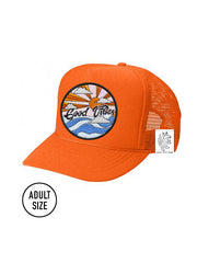 ADULT Trucker Hat with Interchangeable Velcro Patch (Orange)