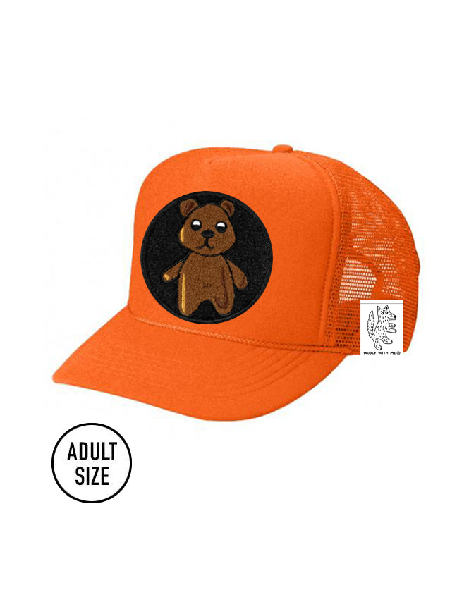 KIDS Trucker Hat with Interchangeable Velcro Patch (Orange)