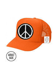 ADULT Trucker Hat with Interchangeable Velcro Patch (Orange)