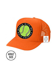 ADULT Trucker Hat with Interchangeable Velcro Patch (Orange)