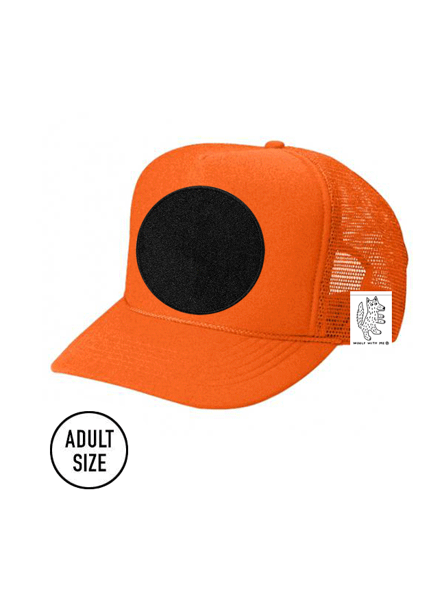 Orange Trucker Hat Interchangeable Velcro Patch Woolf With Me® USA