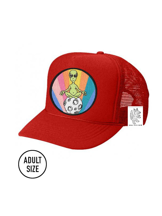 ADULT Trucker Hat with Interchangeable Velcro Patch (Red)