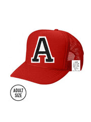 Custom Initial Letter (A-Z) Adult Trucker Hat color_bright-red