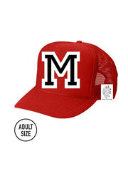 Custom Initial Letter (A-Z) Adult Trucker Hat (Red)