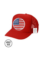 ADULT Trucker Hat with Interchangeable Velcro Patch (Red)