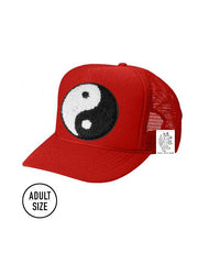 KIDS Trucker Hat with Interchangeable Velcro Patch (Red)