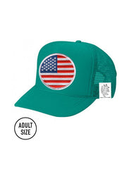 ADULT Trucker Hat with Interchangeable Velcro Patch (Teal)