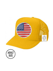 KIDS Trucker Hat with Interchangeable Velcro Patch (Gold)