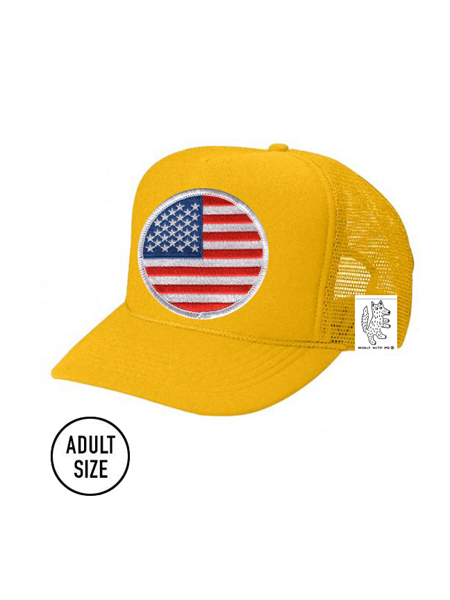 KIDS Trucker Hat with Interchangeable Velcro Patch (Gold)