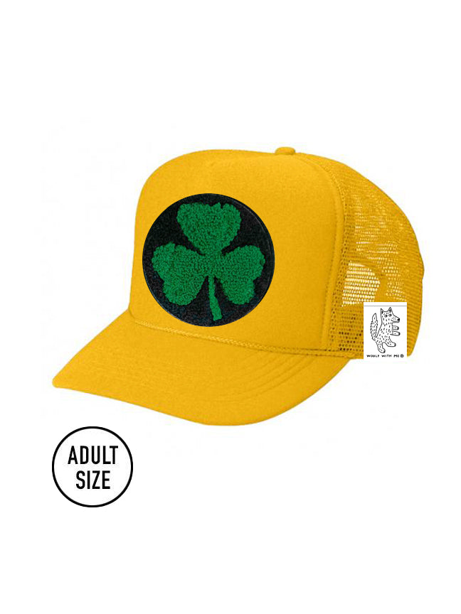 ADULT Trucker Hat with Interchangeable Velcro Patch (Gold)