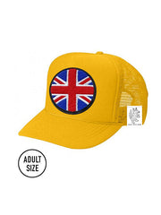 ADULT Trucker Hat with Interchangeable Velcro Patch (Gold)