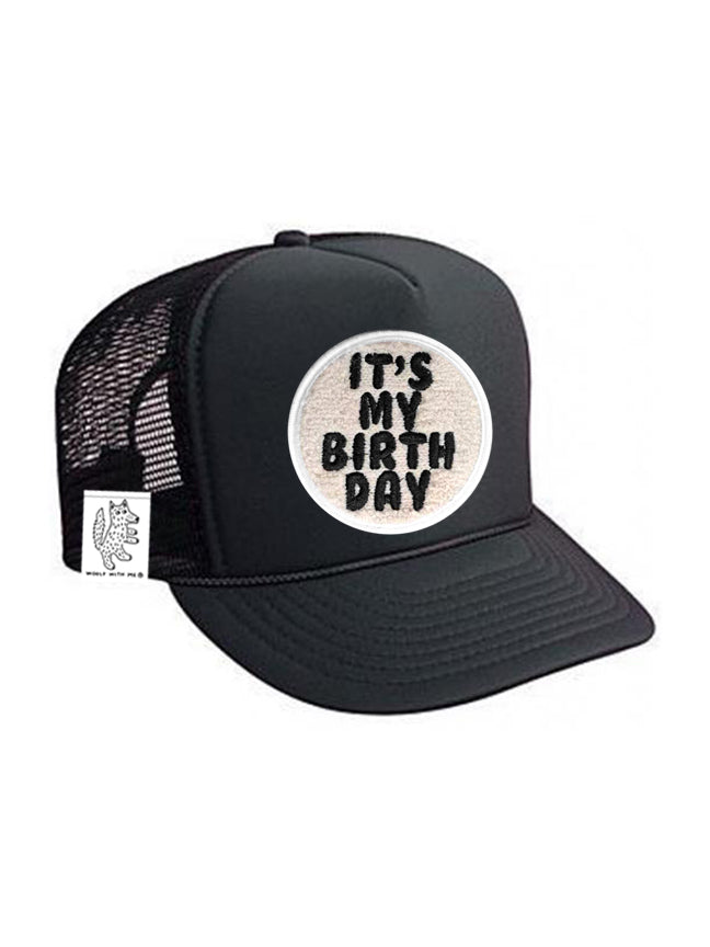 KIDS Trucker Hat with Interchangeable Velcro Patch (Black)