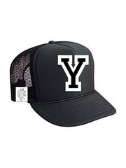 Custom Initial Letter (A-Z) Kids Trucker Hat (Black)