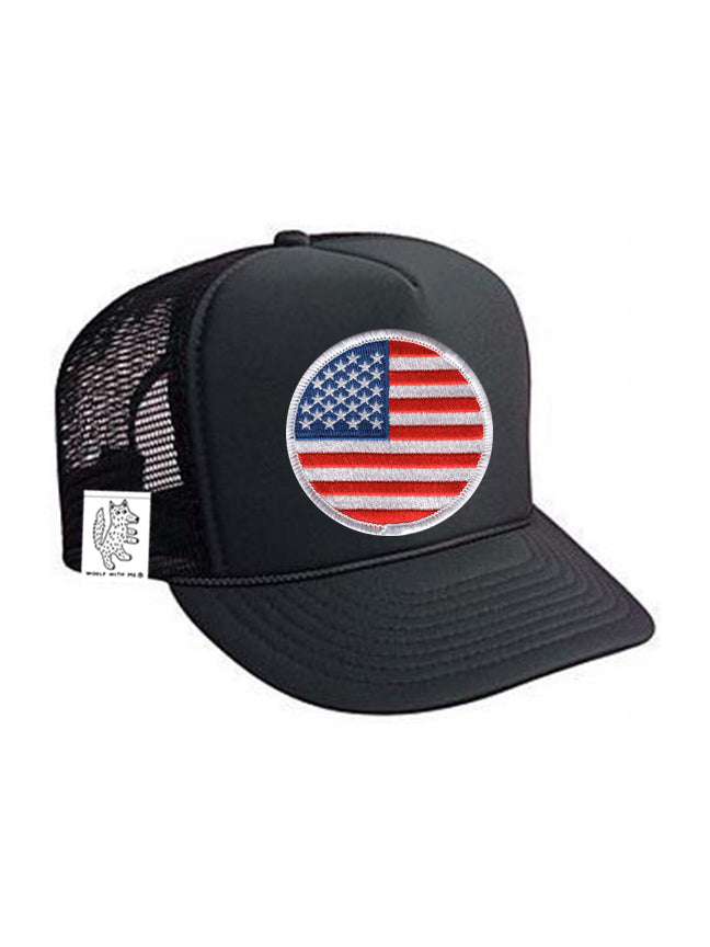 KIDS Trucker Hat with Interchangeable Velcro Patch (Black)