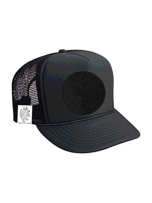KIDS Trucker Hat with Interchangeable Velcro Patch (Black)