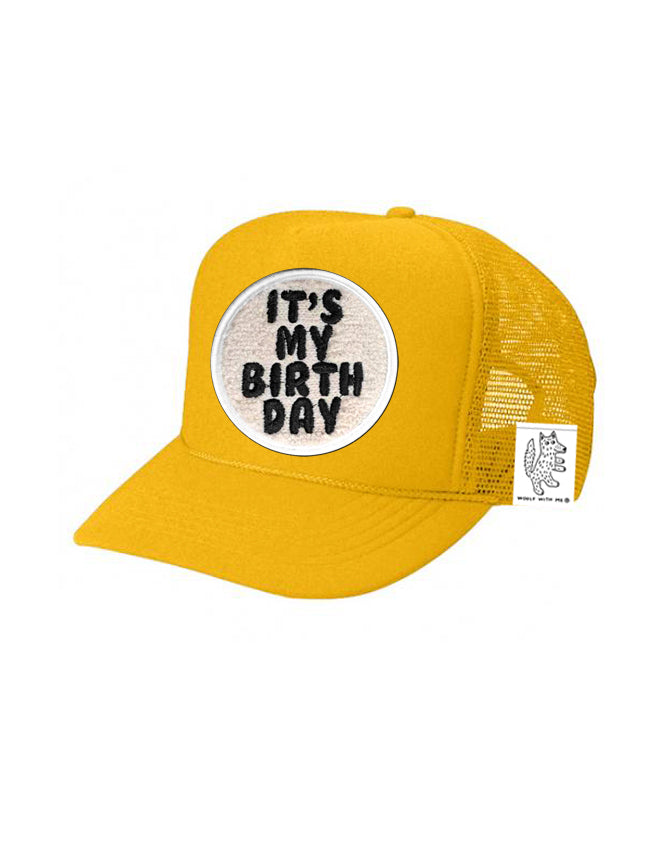 KIDS Trucker Hat with Interchangeable Velcro Patch (Gold)
