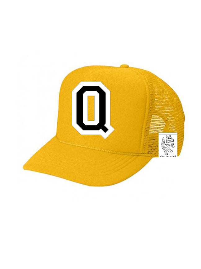 Custom Initial Letter (A-Z) Kids Trucker Hat (Gold)