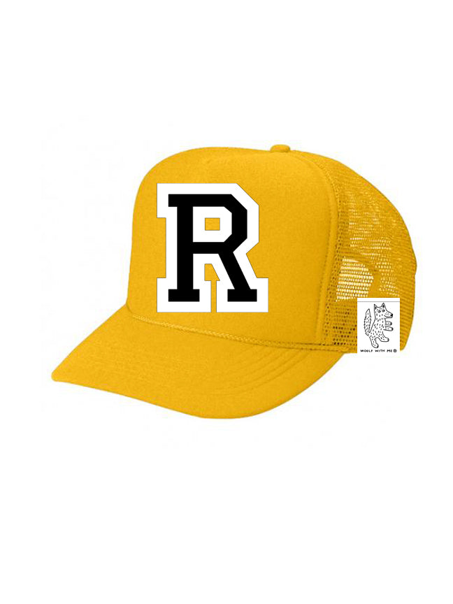Custom Initial Letter (A-Z) Kids Trucker Hat (Gold)