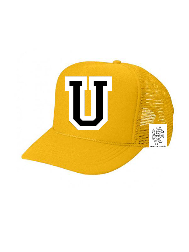 Custom Initial Letter (A-Z) Kids Trucker Hat (Gold)