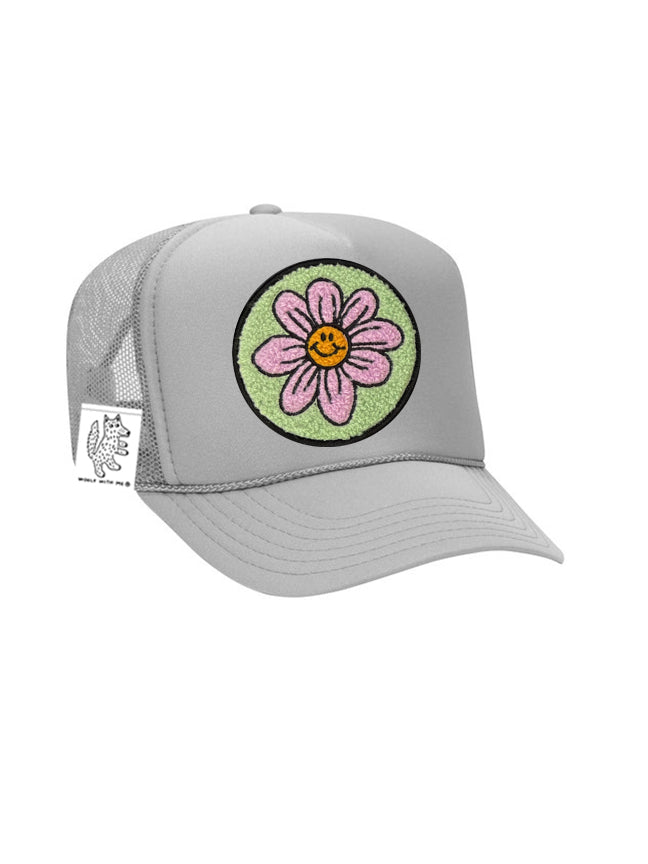 ADULT Trucker Hat with Interchangeable Velcro Patch (Gray)