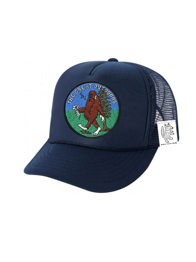KIDS Trucker Hat with Interchangeable Velcro Patch (Navy)