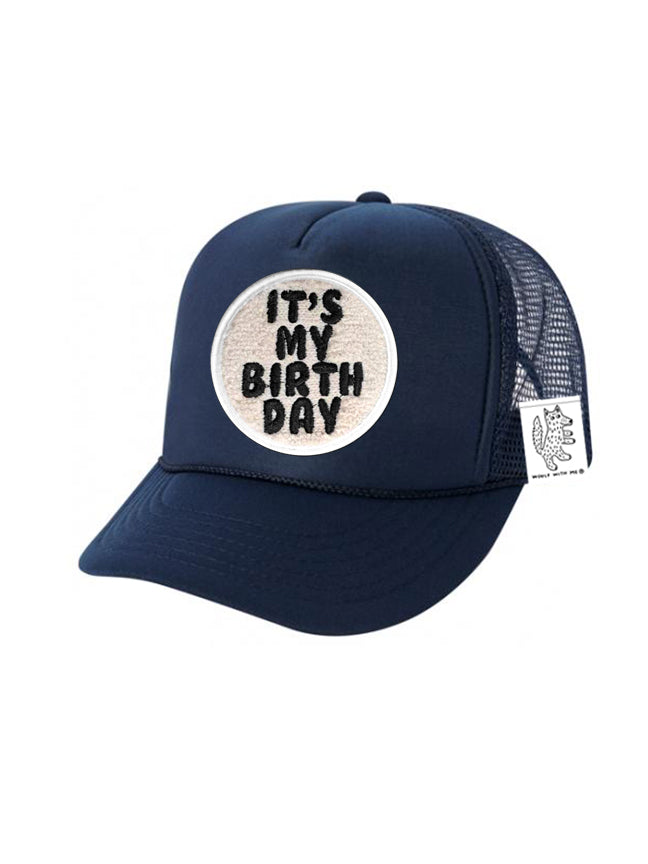 KIDS Trucker Hat with Interchangeable Velcro Patch (Navy)