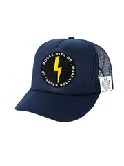 KIDS Trucker Hat with Interchangeable Velcro Patch (Navy)