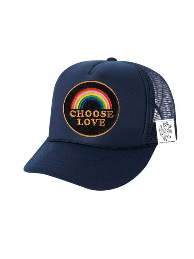 KIDS Trucker Hat with Interchangeable Velcro Patch (Navy)