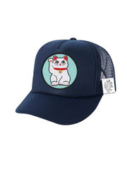 KIDS Trucker Hat with Interchangeable Velcro Patch (Navy)