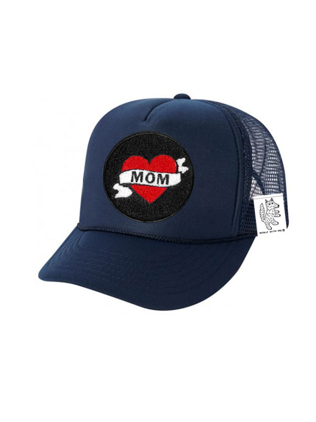 KIDS Trucker Hat with Interchangeable Velcro Patch (Navy)