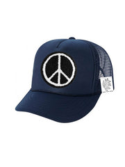KIDS Trucker Hat with Interchangeable Velcro Patch (Navy)