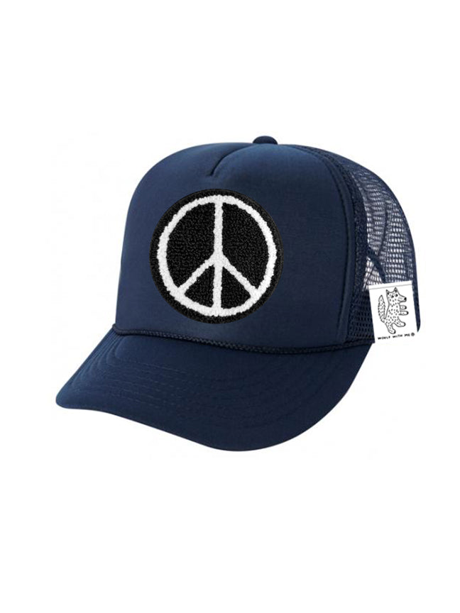 KIDS Trucker Hat with Interchangeable Velcro Patch (Navy)